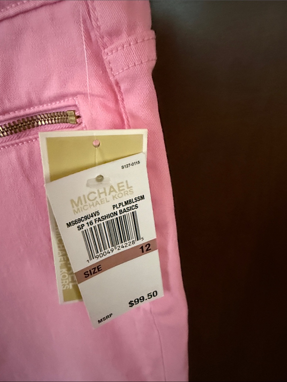 Michael Kors Pink Izzy Skinny Jeans with Gold Accent - Picture 4 of 6